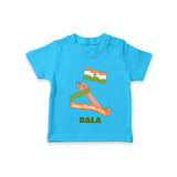 Happy Republic Day Patriotic Kid T-Shirt with Name - SKY BLUE - 0-5 Months Old (Chest 17")