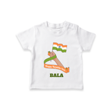 Happy Republic Day Patriotic Kid T-Shirt with Name - WHITE - 0-5 Months Old (Chest 17")