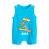 Happy Republic Day Patriotic Baby Romper Suit with Name - SKY BLUE - 0 - 5 Months Old (Chest 18")