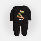 Happy Republic Day Patriotic Baby Fullbody Suit with Name - BLACK - New Born (Chest 7.5")