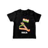 Happy Republic Day Patriotic Kid T-Shirt with Name - BLACK - 0-5 Months Old (Chest 17")