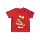 Happy Republic Day Patriotic Kid T-Shirt with Name - RED - 0-5 Months Old (Chest 17")