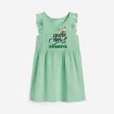 Republic Day Hindi Typography Frock with Name - MINT GREEN - 1 - 2 Years Old (Chest 22" , Full Length 22")