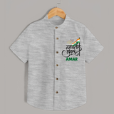 Republic Day Hindi Typography Kid Shirt with Name - GREY - 0 - 6 Months Old (Chest 23")