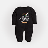 Republic Day Hindi Typography Baby Fullbody Suit with Name - BLACK - New Born (Chest 7.5")