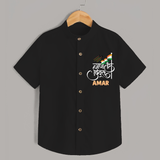 Republic Day Hindi Typography Kid Shirt with Name - BLACK - 0 - 6 Months Old (Chest 23")