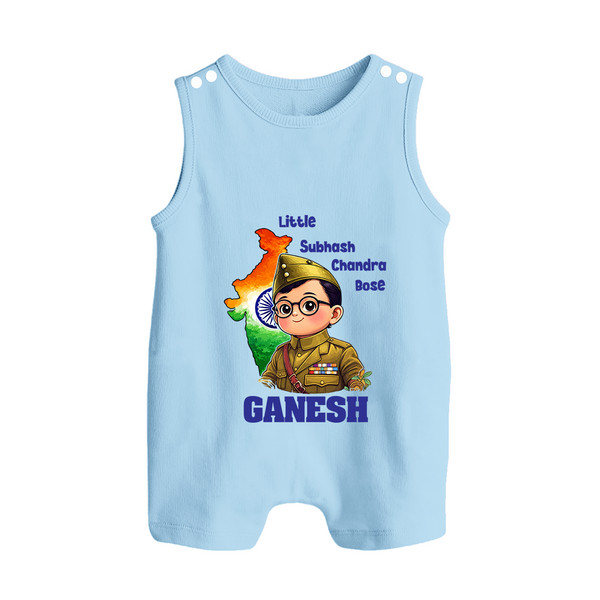 Little Subhash Chandra Bose Personalized Button Romper - BABY BLUE - New Born (Chest 18")