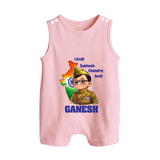 Little Subhash Chandra Bose Personalized Button Romper - BABY PINK - New Born (Chest 18")