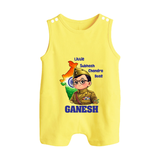 Little Subhash Chandra Bose Personalized Button Romper - PASTEL YELLOW - New Born (Chest 18")