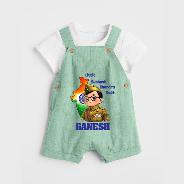 Little Subhash Chandra Bose Personalized Dungaree - MINT GREEN - 0 - 5 Months Old (Chest 18")