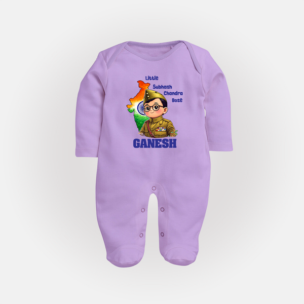 Little Subhash Chandra Bose Personalized Fullbody suit - LILAC - New Born (Chest 7.5")