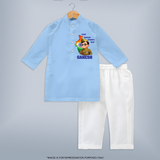 Little Subhash Chandra Bose Personalized Kurta - BABY BLUE - 3 - 6 Months Old (Chest 24", Kurta Length 14'', Waist 19", Pant Length 14")