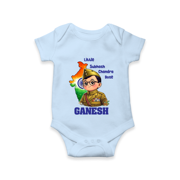Little Subhash Chandra Bose Personalized Baby Romper - BABY BLUE - New Born (Chest 14")