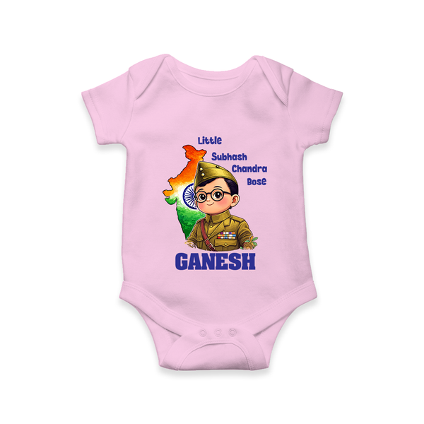 Little Subhash Chandra Bose Personalized Baby Romper - BABY PINK - New Born (Chest 14")
