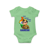 Little Subhash Chandra Bose Personalized Baby Romper - GREEN - New Born (Chest 14")