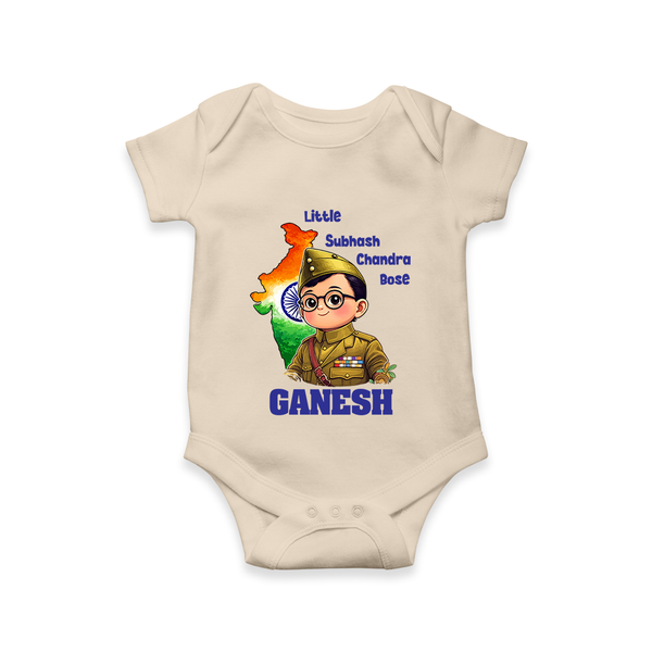 Little Subhash Chandra Bose Personalized Baby Romper - IVORY - New Born (Chest 14")