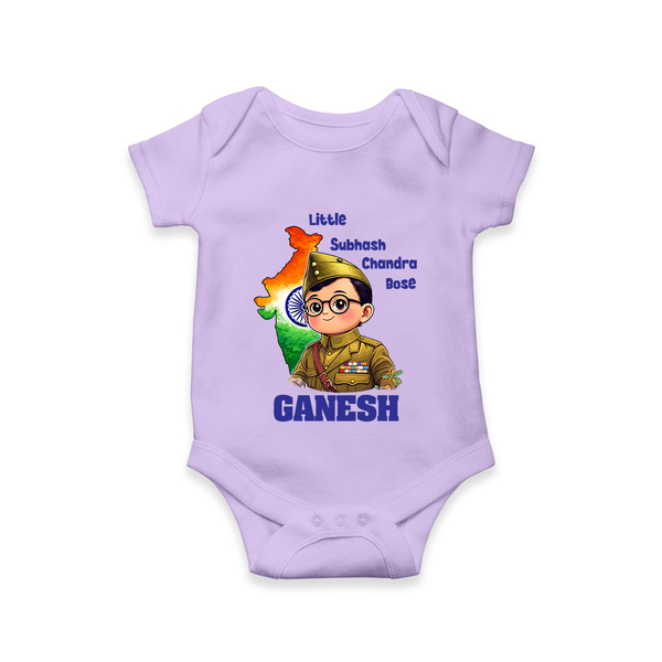 Little Subhash Chandra Bose Personalized Baby Romper - LILAC - New Born (Chest 14")