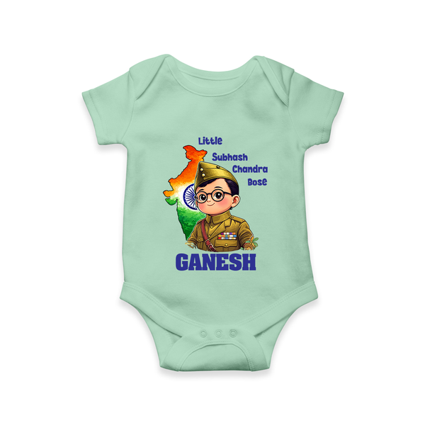 Little Subhash Chandra Bose Personalized Baby Romper - MINT GREEN - New Born (Chest 14")