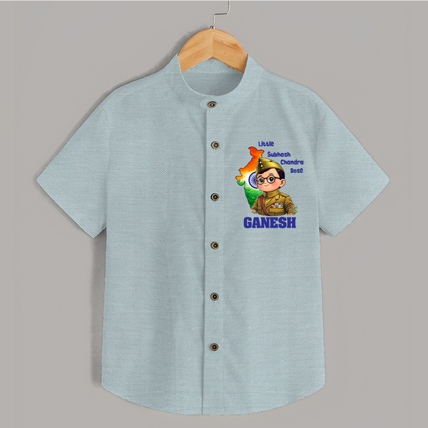 Little Subhash Chandra Bose Personalized Shirt - ARCTIC BLUE - 0 - 6 Months Old (Chest 23")