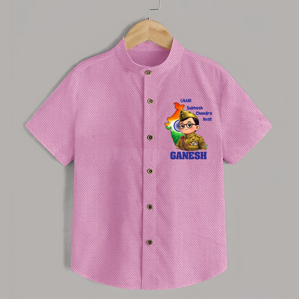 Little Subhash Chandra Bose Personalized Shirt - BABY PINK - 0 - 6 Months Old (Chest 23")