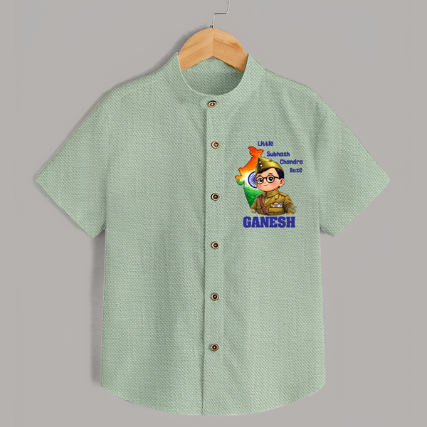 Little Subhash Chandra Bose Personalized Shirt - MINT GREEN - 0 - 6 Months Old (Chest 23")