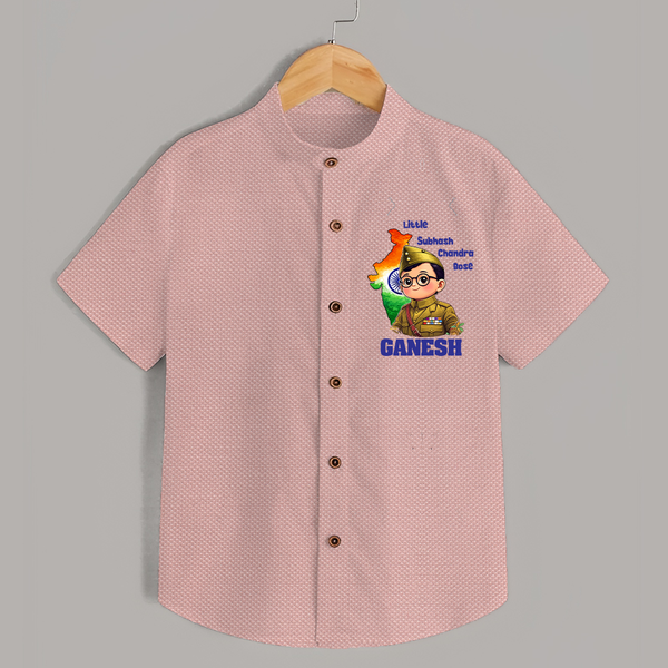 Little Subhash Chandra Bose Personalized Shirt - PEACH - 0 - 6 Months Old (Chest 23")