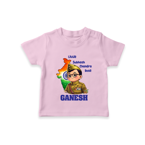 Little Subhash Chandra Bose Personalized Kid T-shirt - BABY PINK - 0-5 Months Old (Chest 17")