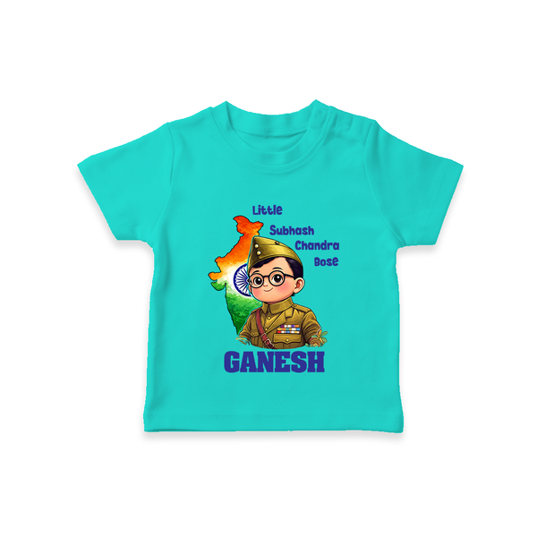 Little Subhash Chandra Bose Personalized Kid T-shirt - TEAL - 0-5 Months Old (Chest 17")