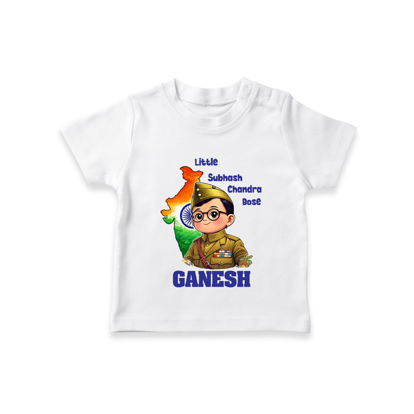 Little Subhash Chandra Bose Personalized Kid T-shirt - WHITE - 0-5 Months Old (Chest 17")