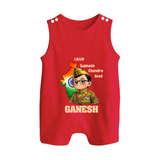 Little Subhash Chandra Bose Personalized Button Romper - RED - New Born (Chest 18")