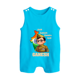 Little Subhash Chandra Bose Personalized Button Romper - SKY BLUE - New Born (Chest 18")