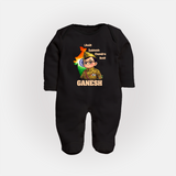 Little Subhash Chandra Bose Personalized Fullbody suit - BLACK - New Born (Chest 7.5")