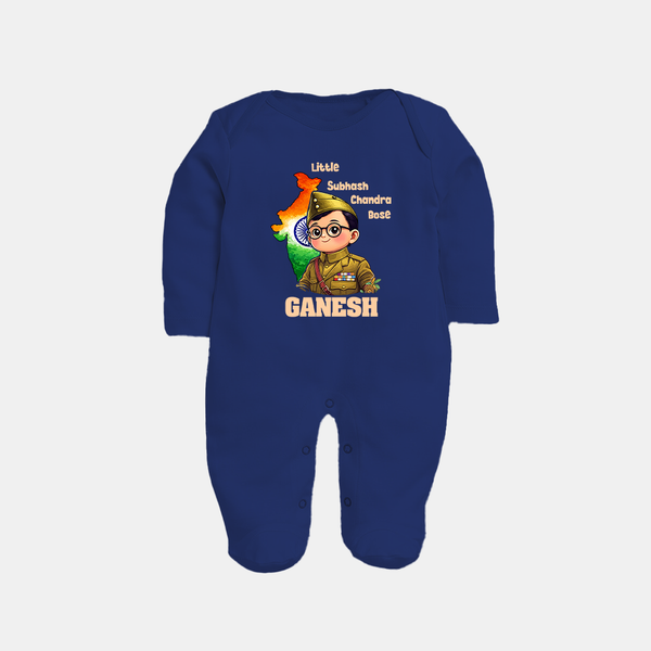 Little Subhash Chandra Bose Personalized Fullbody suit - NAVY BLUE - New Born (Chest 7.5")