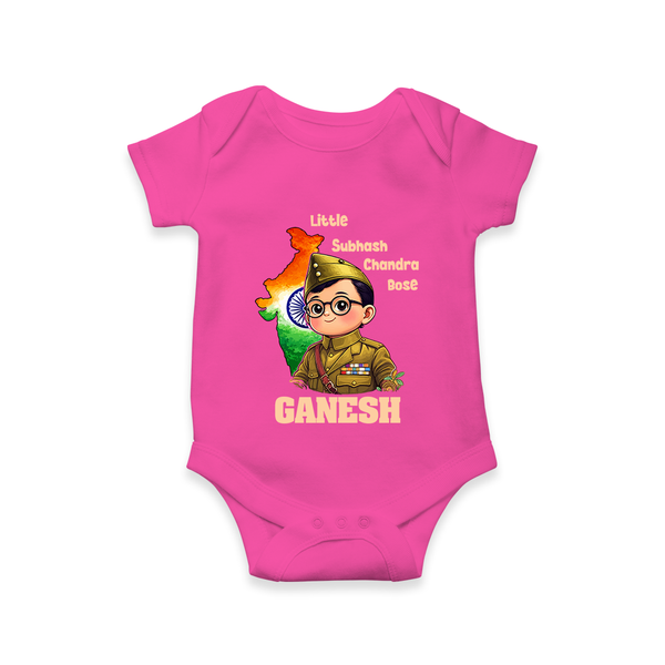 Little Subhash Chandra Bose Personalized Baby Romper - HOT PINK - New Born (Chest 14")