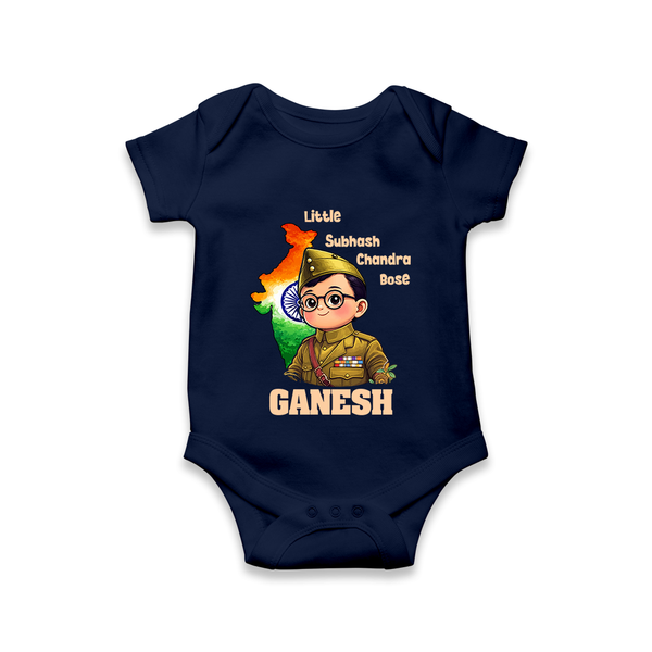 Little Subhash Chandra Bose Personalized Baby Romper - NAVY BLUE - New Born (Chest 14")