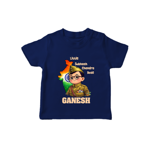 Little Subhash Chandra Bose Personalized Kid T-shirt - NAVY BLUE - 0-5 Months Old (Chest 17")