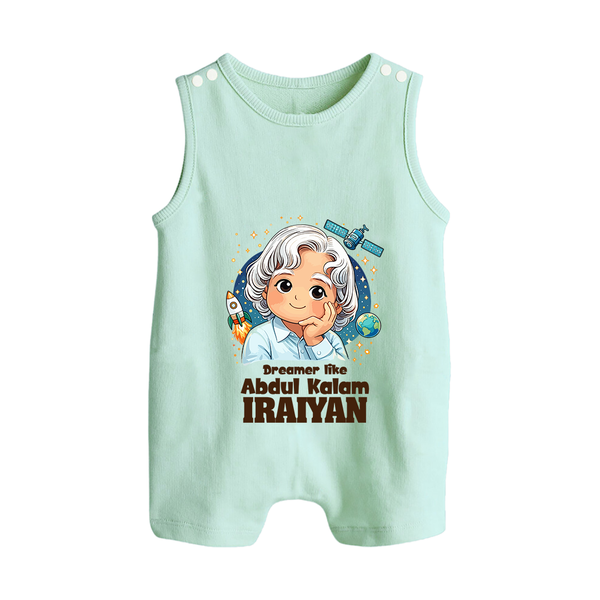 Dreamer Like Abdul Kalam Personalized Button Romper - MINT GREEN - New Born (Chest 18")
