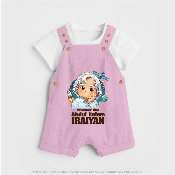 Dreamer Like Abdul Kalam Personalized Dungaree - BABY PINK - 0 - 5 Months Old (Chest 18")