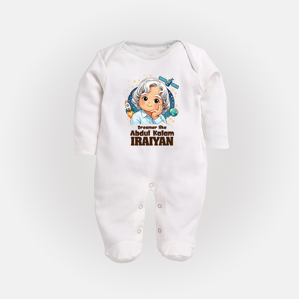 Dreamer Like Abdul Kalam Personalized Fullbody suit - WHITE - New Born (Chest 7.5")