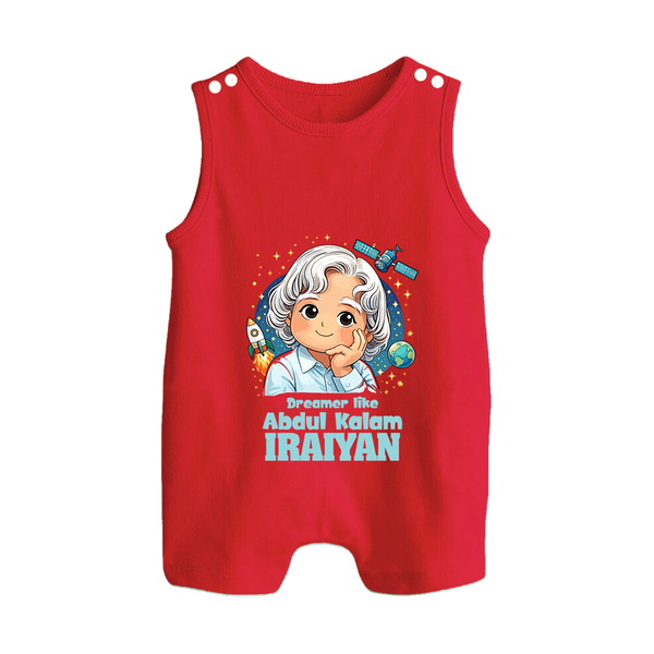 Dreamer Like Abdul Kalam Personalized Button Romper - RED - New Born (Chest 18")