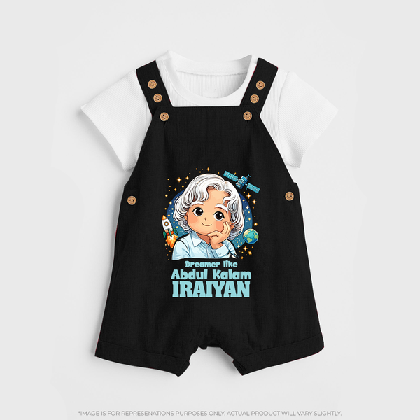 Dreamer Like Abdul Kalam Personalized Dungaree - BLACK - 0 - 5 Months Old (Chest 18")
