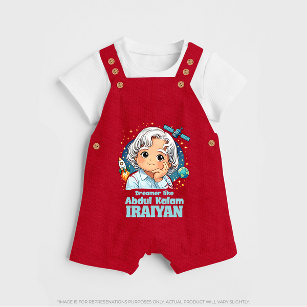 Dreamer Like Abdul Kalam Personalized Dungaree - RED - 0 - 5 Months Old (Chest 18")