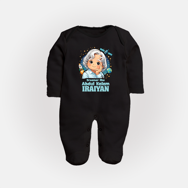 Dreamer Like Abdul Kalam Personalized Fullbody suit - BLACK - New Born (Chest 7.5")