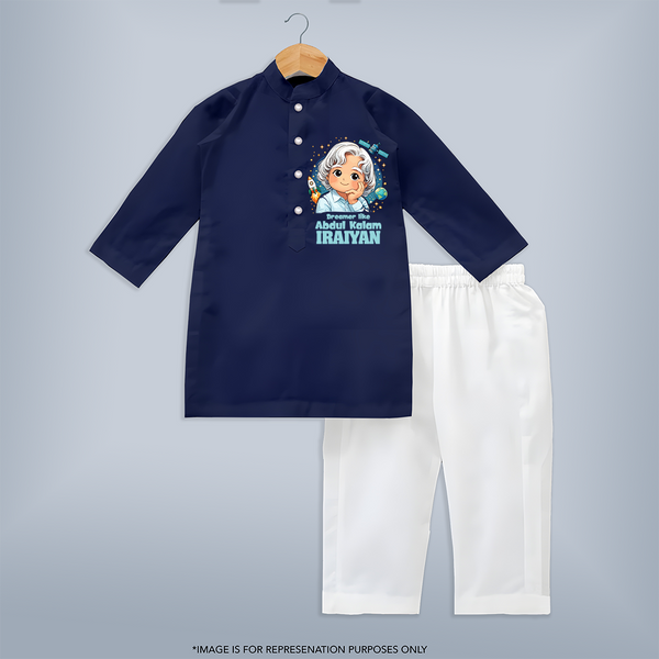 Dreamer Like Abdul Kalam Personalized Kurta - NAVY BLUE - 3 - 6 Months Old (Chest 24", Kurta Length 14'', Waist 19", Pant Length 14")
