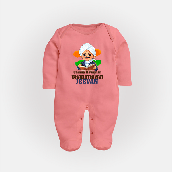 Chinna Kavignan Bharathiyar Personalized Fullbody suit - PEACH - New Born (Chest 7.5")