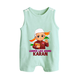 Leader Like Nehru Personalized Button Romper - MINT GREEN - New Born (Chest 18")