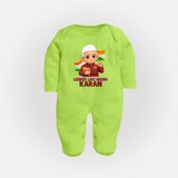 Leader Like Nehru Personalized Fullbody suit - LIME GREEN - New Born (Chest 7.5")