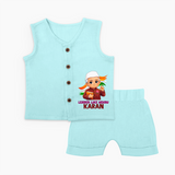 Leader Like Nehru Personalized Baby Jabla - BABY BLUE - 0 - 3 Months Old (Chest 9.8")