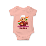 Leader Like Nehru Personalized Baby Romper - PEACH - New Born (Chest 14")