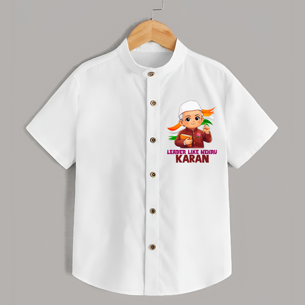 Leader Like Nehru Personalized Shirt - WHITE - 0 - 6 Months Old (Chest 23")